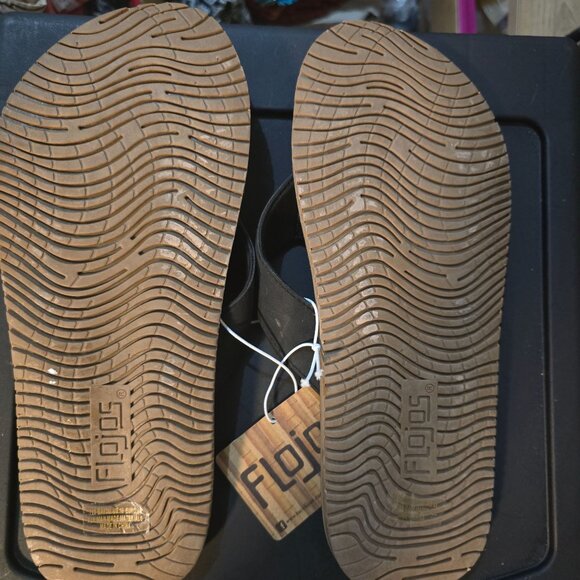 Flojos Mens Black Flip Flops Size 10 Rubber & Faux Leather Casual Footwear - Picture 6 of 6